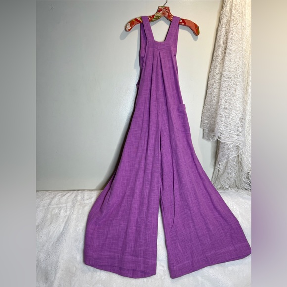 Free People Sun-Drenched Overalls Wide Leg Cute Jumpsuit - Picture 5 of 5